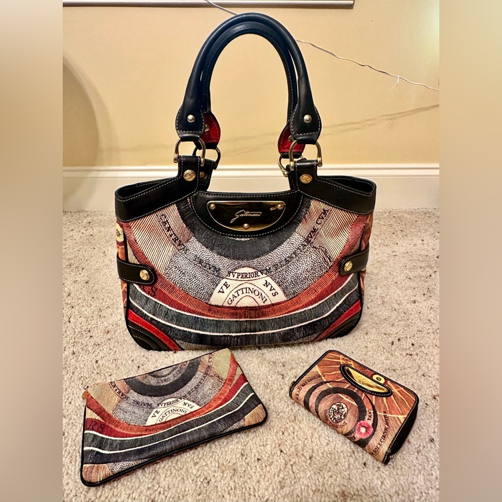Gattinoni Planetarium Multicolor Tote Bag, Wallet & Pouch Set